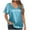 Blue, variant on Tops for Women Plus Size Bright Color Solid Color V-Neck Short Sleeved Shirt Brown L
