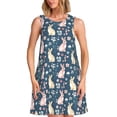 thumbnail image 1 of Balery Cute Rabbit Floral Vestidos de verano para mujer con estampado: vestido holgado sin mangas, vestido playero informal y cómodo para días calurosos., 1 of 7