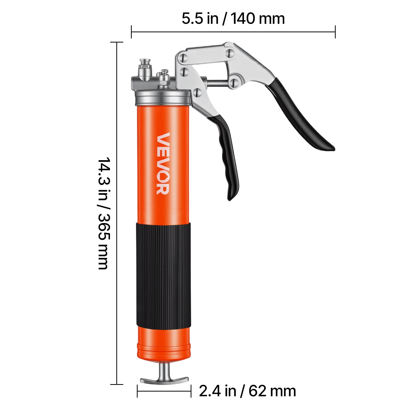 VEVOR Grease Gun, 8000 PSI, Pistol Grip Grease Gun Kit with 14 oz Capacity, Includes 18-Inch Flex Hose, Double Handle Grease Coupler, Extension Rigid Pipe & Sharp Type Nozzle for Automotive, Marine