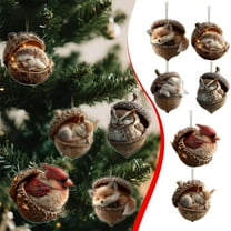 Forest Animal Acorn Ornaments ,Cozy Forest Christmas Ornaments, 2026 Pine Cone Animal Decoration, Woodland Creature Figurine, Acrylic Hanging Ornament Rustic Nature-Themed Home Decor