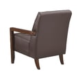 thumbnail image 4 of Pemberly Row Button Tufted Accent Armchair in Dark Brown Leather Wood Frame, 4 of 9