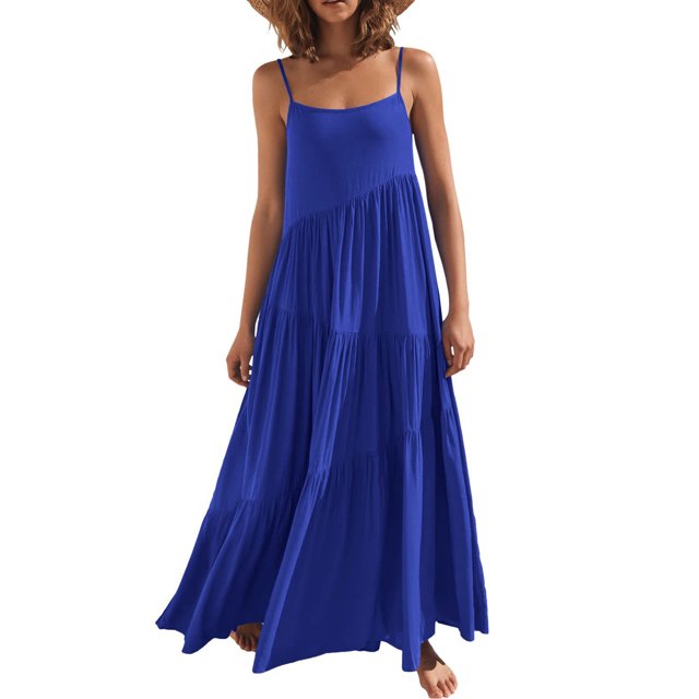 Vestido de mujer, vestido informal de verano sin mangas para mujer, vestido sin mangas con frunces irregulares, funcionalidad inteligente