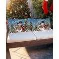 thumbnail image 4 of Christmas Decorative Throw Pillow Covers 12x20 Inch Set of 2 Snowman Pillow Cases for Couch, Merry Christmas Tree Snowflake Blue Cushion Case for Living Room Bedroom Bed Car Chair, 4 of 8