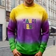 thumbnail image 2 of CONZONE Carnival Mens T-Shirts Long Sleeve Mardi Gras T Shirts for Men Casual Crew Neck Gradient Color Lightweight Tees Soft Cozy Tops, 2 of 6