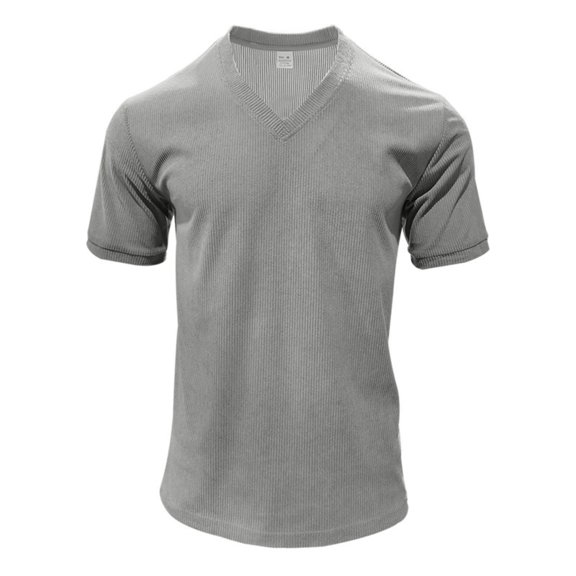 Men’s V Neck T-Shirt Slim Fit Short Sleeve Solid Color Casual Basic Tee Top