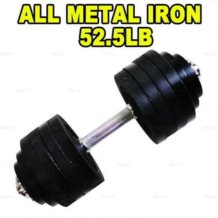 52.5lb Weight Dumbbell Full Metal Black Color Plated Cast Iron Adjustable
