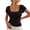 Black(Womens Shirts), variant on Short Sleeve Tops for Women Pointelle Ribbed Lace Trim Scoop Neck Henley Shirts Slim Fit Y2K Coquette Basic Tees