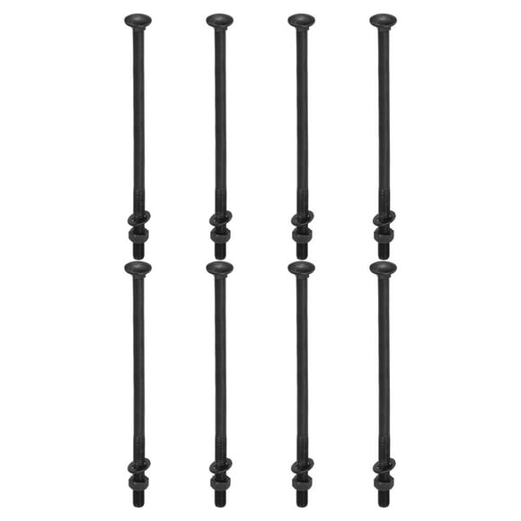 Unique Bargains M12 x 245mm Carriage Bolt Kit, 12 Set Carriage Bolts Screws Set Includes Washers and Nuts - Carbon Steel Black Oxide