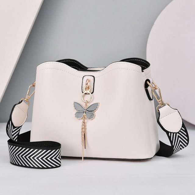 Bolso de mano blanco con borla de mariposa para mujer, bolsos de mensajero de cuero PU, bolso de hombro cruzado femenino, 2023 Fivean unisex