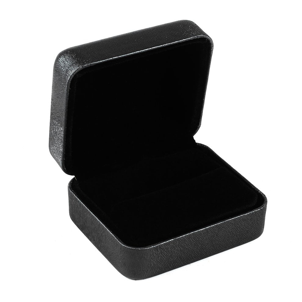 PU Leather Double Ring Box Jewelry Display Storage Case Ring Organizer