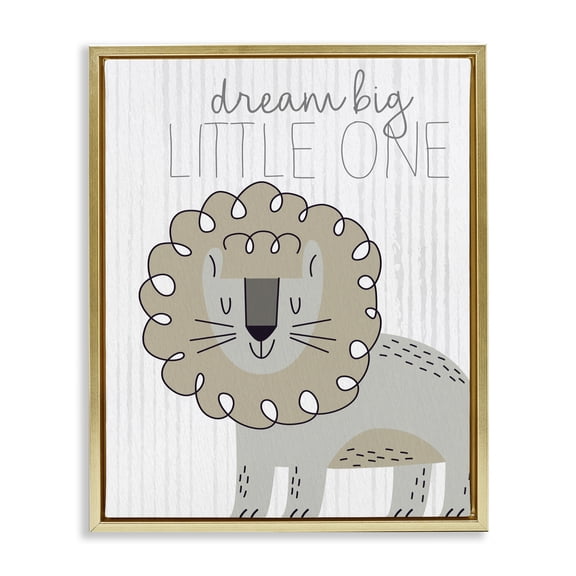 Stupell Industries Contemporary Dream Big Little One Lion Gold Floating Frame Canvas Art, 25 x 31, by Kim Allen