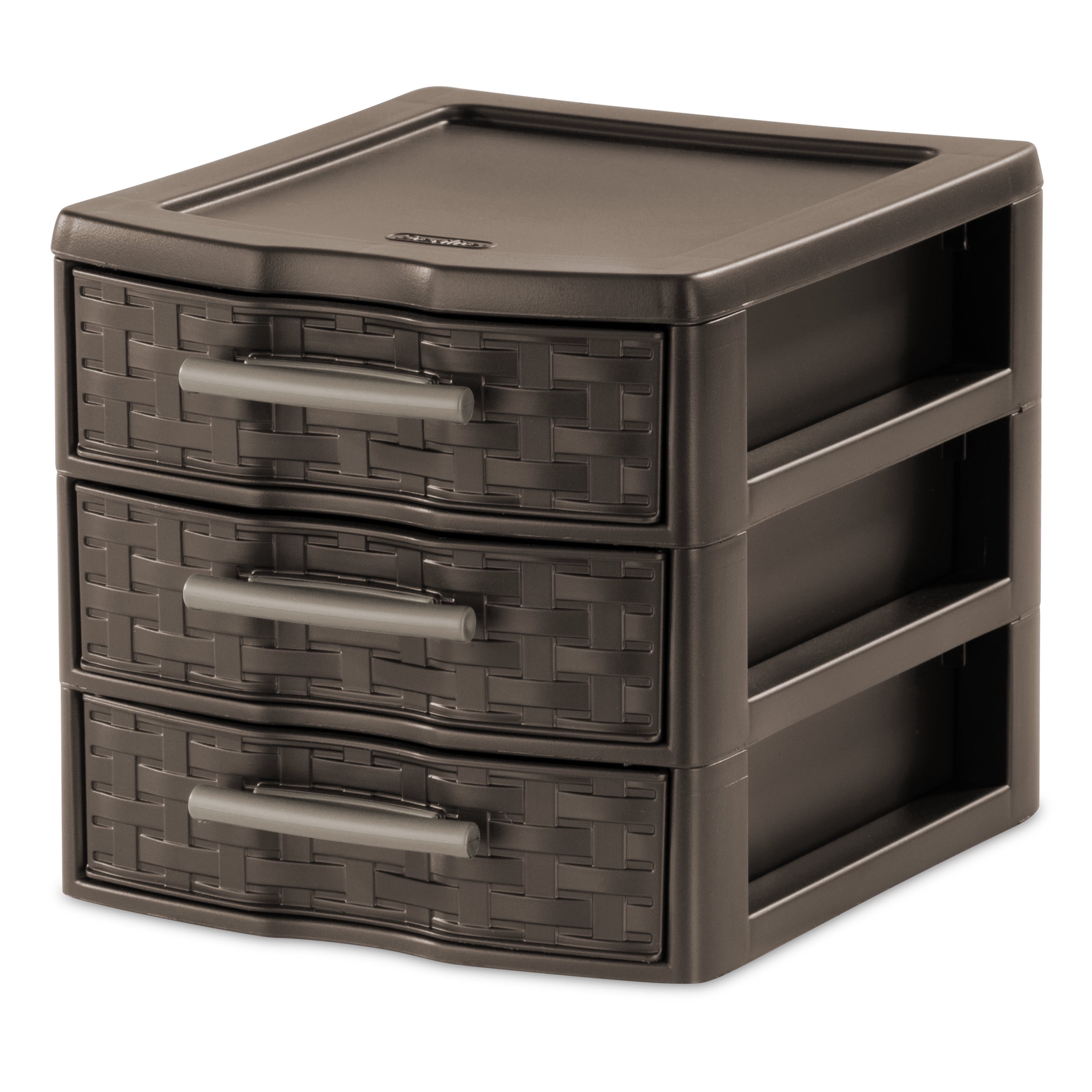 Sterilite Small Weave 3 Drawer Unit Espresso Set of 6