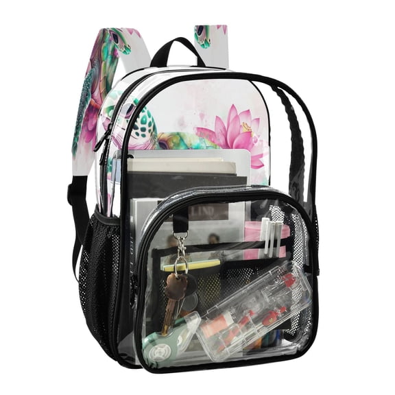 PVC Transparent Backpack Stylish & Durable Clear Backpack Perfect for School, Travel and Outings Cute Cartoon Sea Turtle