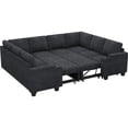 thumbnail image 2 of Belffin D103.9"xW81.1"xH36.4" Chenille Modular Sofa Sectional Sofa With Pull Out Bed, Armrests With Cup Holder Removable Cover Modular Sectional Sleeper Sofa With Storage For Living Room,Dark Grey, 2 of 10