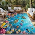 thumbnail image 2 of Ocean Sea Turtle Outdoor Rug for Patio/Deck/Porch, Non-Slip Large Area Rug 5 x 7 Ft, Blue Coastal Fish Coral Jellyfish Marine Life Indoor Outdoor Rugs Washable Area Rugs, Camping Rug Carpet Runner, 2 of 8