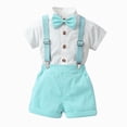 thumbnail image 2 of peqiut Baby Suits For Boys Toddler Boy Clothes Suit Piece Formal Dress Shirt With Bowtie Overall Short Pants Boys Gentleman Wedding Outfits Set, 2 of 7
