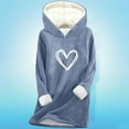 thumbnail image 4 of FNFYFH Hoodies for Women Thermal Fleece Liend Graphic Hoodie Hooded Pullover Sweatshirt Thickened Cozy Loungewear Winter Tunic Tops, 4 of 5