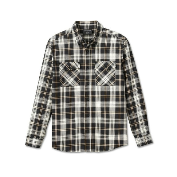 Harley-Davidson Men's Essence Plaid Button Long Sleeve Shirt - Black, 96649-23VM