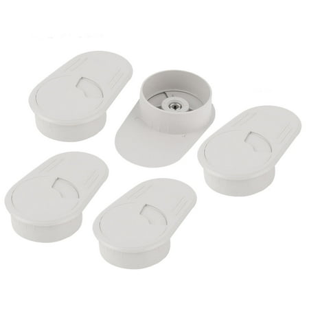2 4 Dia Plastic Computer Desk Oval Grommet Cords Cable Hole Cover