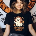 thumbnail image 3 of Not Today Satan Ghost T-Shirt | Funny Unisex Spooky Outfit, CarolinaBlue, Size XL, 3 of 6