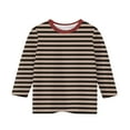 thumbnail image 4 of Clearance Sale Kids Shirts for Teens Girls Aesthetic Round Neck Tops 3/4 Sleeve Top Girls Kids Striped Shirt Girls Top for Girls 8-10, 4 of 5