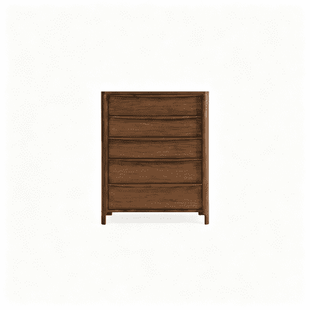 JERFIT Walnut Finish 5-Drawer Dresser Mid-Century Modern Bedroom Chest with Cedar Lining and Soft-Close Drawers