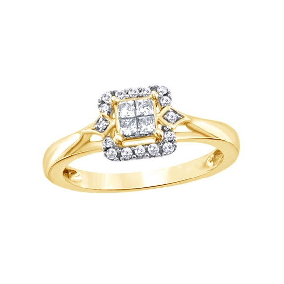 White Natural Diamond Promise Ring in 10k Yellow Gold (0.25 Cttw)