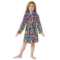 thumbnail image 6 of FORMRS Niños Bathrobe Unisex Hooded Robe Soft Plush Pajamas Sleepwear, Size 2-3T, Colorful Psychedelic, 6 of 7