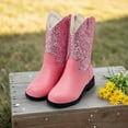 thumbnail image 4 of Kids Western Boots Girls Cowgirl Boots Unisex-Child Mid Calf Glitter Toddler Cowboy Boot Little Big Kids Western Riding Shoes, 4 of 5