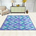 thumbnail image 3 of FREEAM Rainbow Watercolor Scales of Mermaid Area Rug Mat for Living Dining Dorm Room Bedroom Home Decorative 5'3"x4', 3 of 6