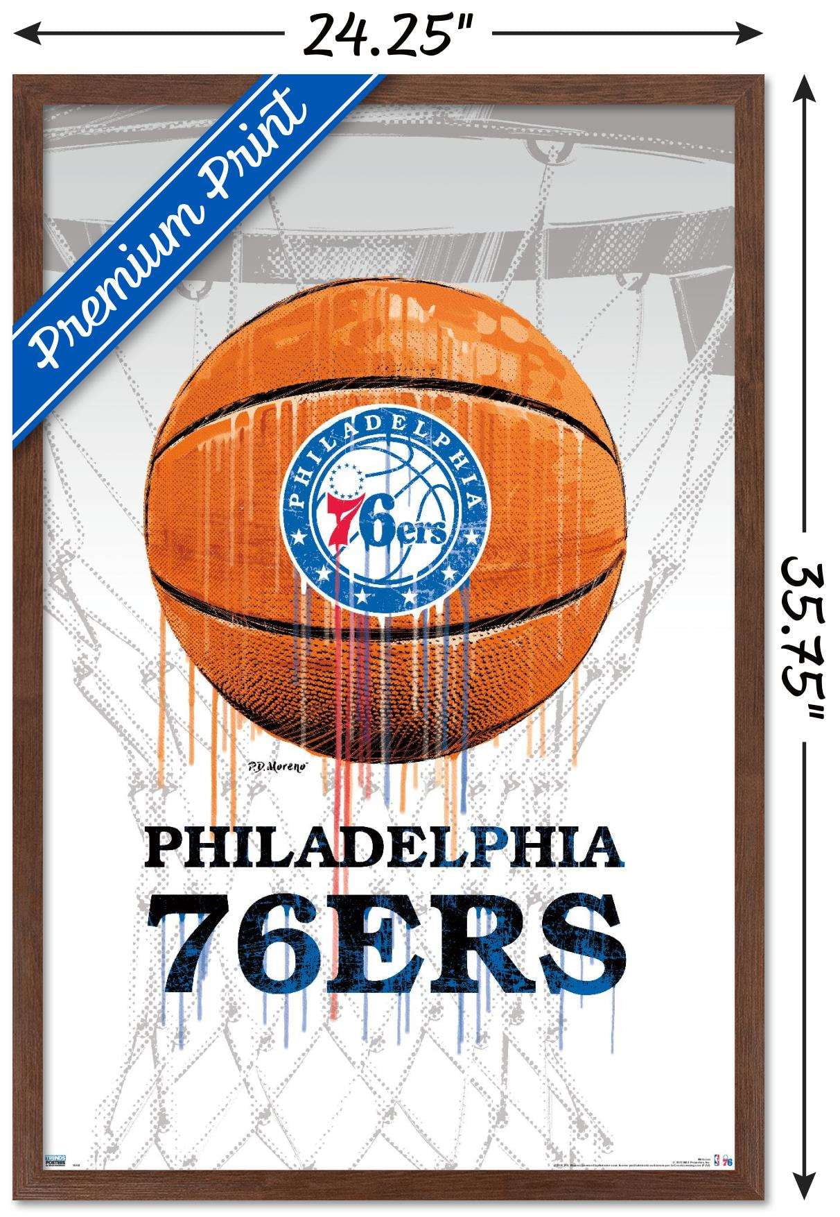 NBA Philadelphia 76ers - Drip Ball Wall Poster, 22.375" x 34", Framed