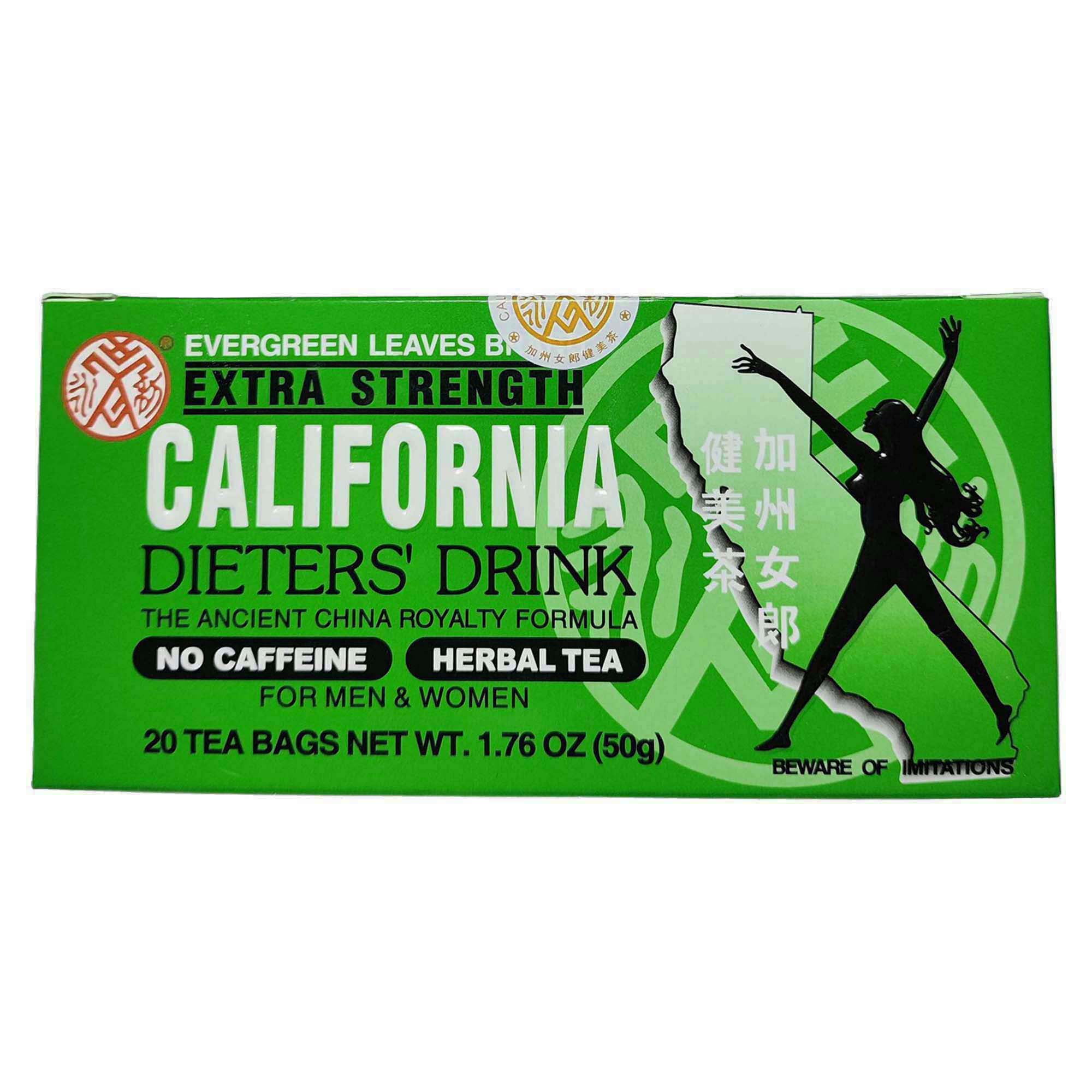 12 Packs Evergreen Leaves Brand Extra Strength California Dieters' Drink, Caffeine Free Herbal Dietary 240 Tea Bags