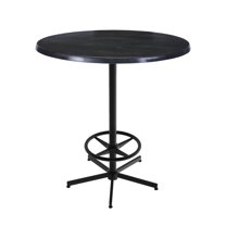 Indoor/Outdoor 42" Tall OD216 Black Table Base with 36" Diameter Indoor/Outdoor Black Steel Top by the Holland Bar Stool Co.