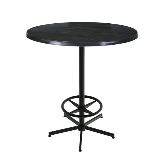 Indoor/Outdoor 42" Tall OD216 Black Table Base with 36" Diameter Indoor/Outdoor Black Steel Top by the Holland Bar Stool Co.
