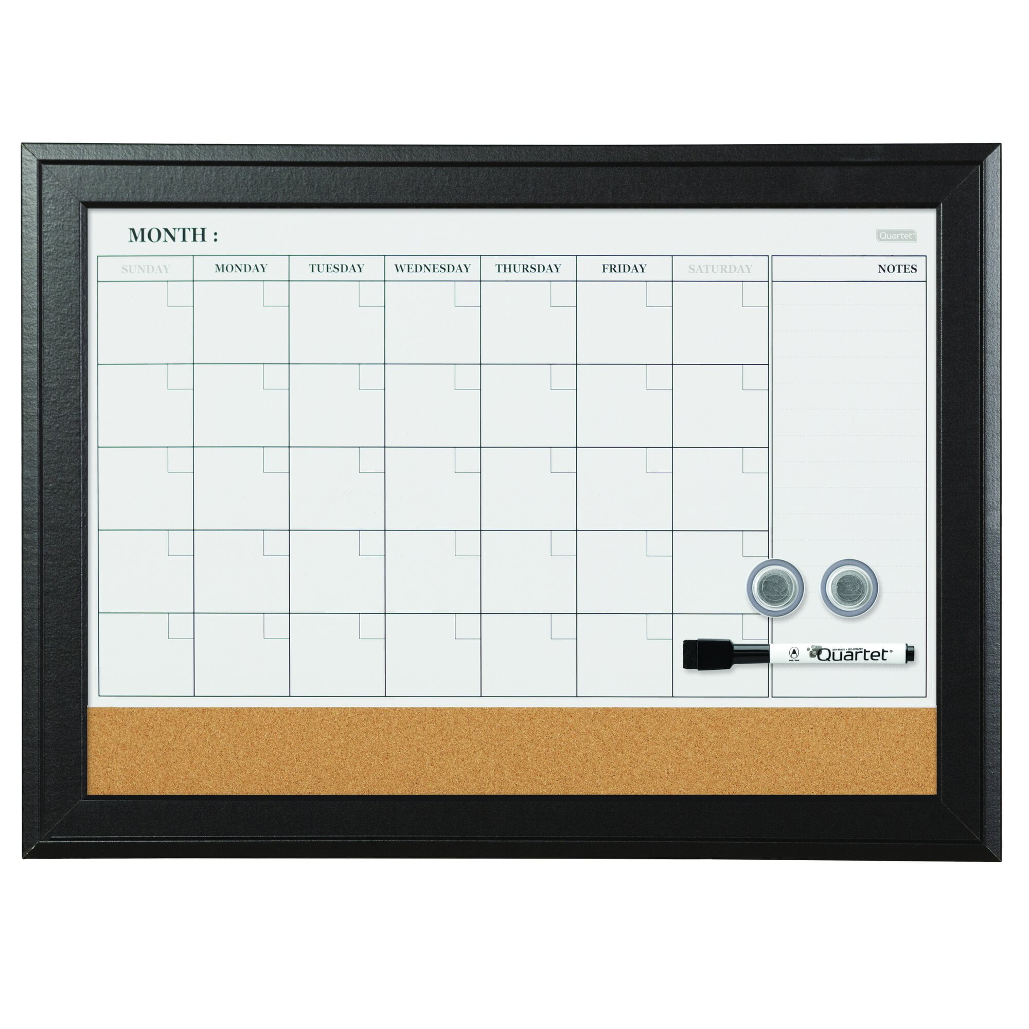 Quartet Magnetic Dry-Erase Combo Calendar Board w/Frame, 23' x 17'