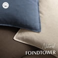 thumbnail image 4 of Pack de 2 fundas de almohada Foindtower de lino, 45 x 45 cm, color azul oscuro, 4 of 7