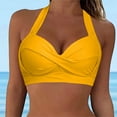 thumbnail image 3 of TOWED22 Women Bikini Top Halter Solid Color Bathing Suit Top Push Up Swim Top Padded Swimsuit Top Only(Orange,XL), 3 of 5