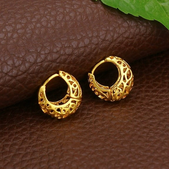 Jewelry New Arrival Charm Light 14K Yellow Gold Hoop Earrings for Women Girl Party Gift
