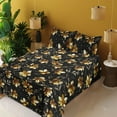 thumbnail image 2 of Ambesonne Flowers Fitted & Flat Sheet with Sham 3 Pcs Set, Earthy Black Floral Pattern, Twin, Black Dark Taupe Caramel, 2 of 5