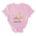 thumbnail image 3 of UPPADA Easter Femmes Oeufs Imprimé T-Shirts Heureux Easter Graphique Bunny Lapin Mignon T-Shirts Manches Courtes Décontracté Col Rond T-Shirts Été Basique Coupe Régulière Chemises Rose,G, 3 of 5