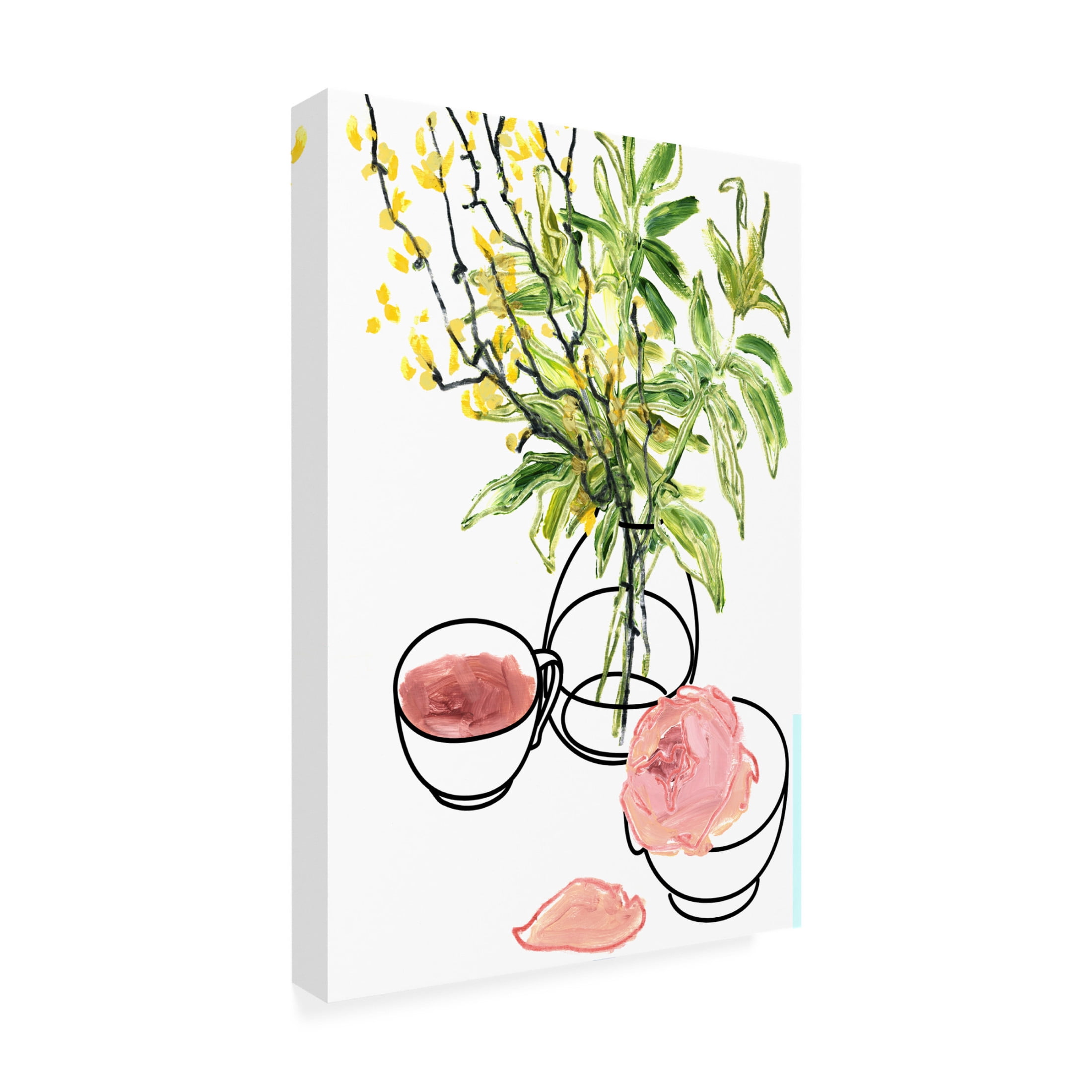 Trademark Fine Art Rosana Laiz Blursbyai Vase, teacup, and rose Canvas Wall Art