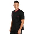 thumbnail image 3 of CHICTRY Mens Oblique Collar Chef Uniform Coat Short Sleeve Front Button Restaurant Kitchen Jacket Black XXL, 3 of 7