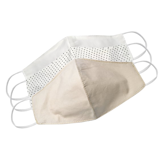 Reusable Muslin White Tones Cotton Fabric Washable Fashion Face Masks Set of 3