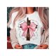 thumbnail image 1 of Camiseta elegante con estampado de lazo y cruz para mujer: cuello redondo informal, manga corta, elástica, ideal para primavera y verano, ideal para deportes de ocio., 1 of 5