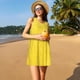 thumbnail image 3 of Fotbe Yellow Glitter Vestido de Verano sin Mangas para Mujer – Vestido Midi Línea A, Estilo Camiseta Floral, Vestido Playero Casual y Fluido, 3 of 7