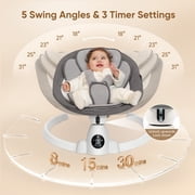 Babyeap Baby Swing for Infants - Smart Electric Swing with Bluetooth Control 5-point Harness,5 Sway Speed,10 Lullabies(Gray)