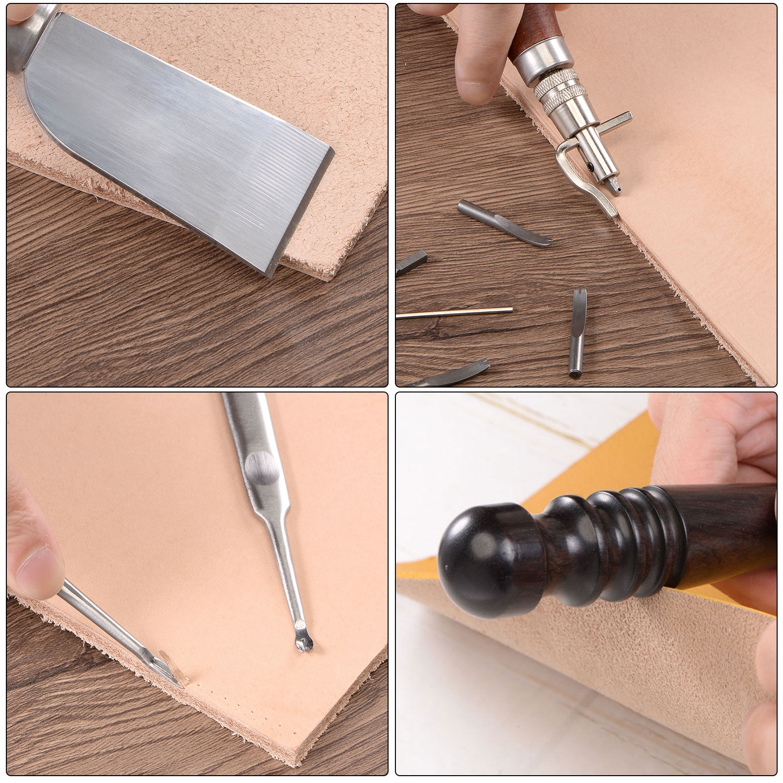 Uxcell Leather Knife Set, Edge Bevelers Cutting Knife Groover Burnisher Tool for Craft