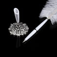 thumbnail image 2 of 2 Colours Ostrich Feather Wedding Quill Signing Ballpoint Pen Metal Holder for Wedding Ceremony or Reception (Silver Base), 2 of 6