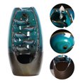 thumbnail image 2 of Quemador de cascada de cerámica de incienso, accesorios de meditación hechos a mano (M) azul, 2 of 5