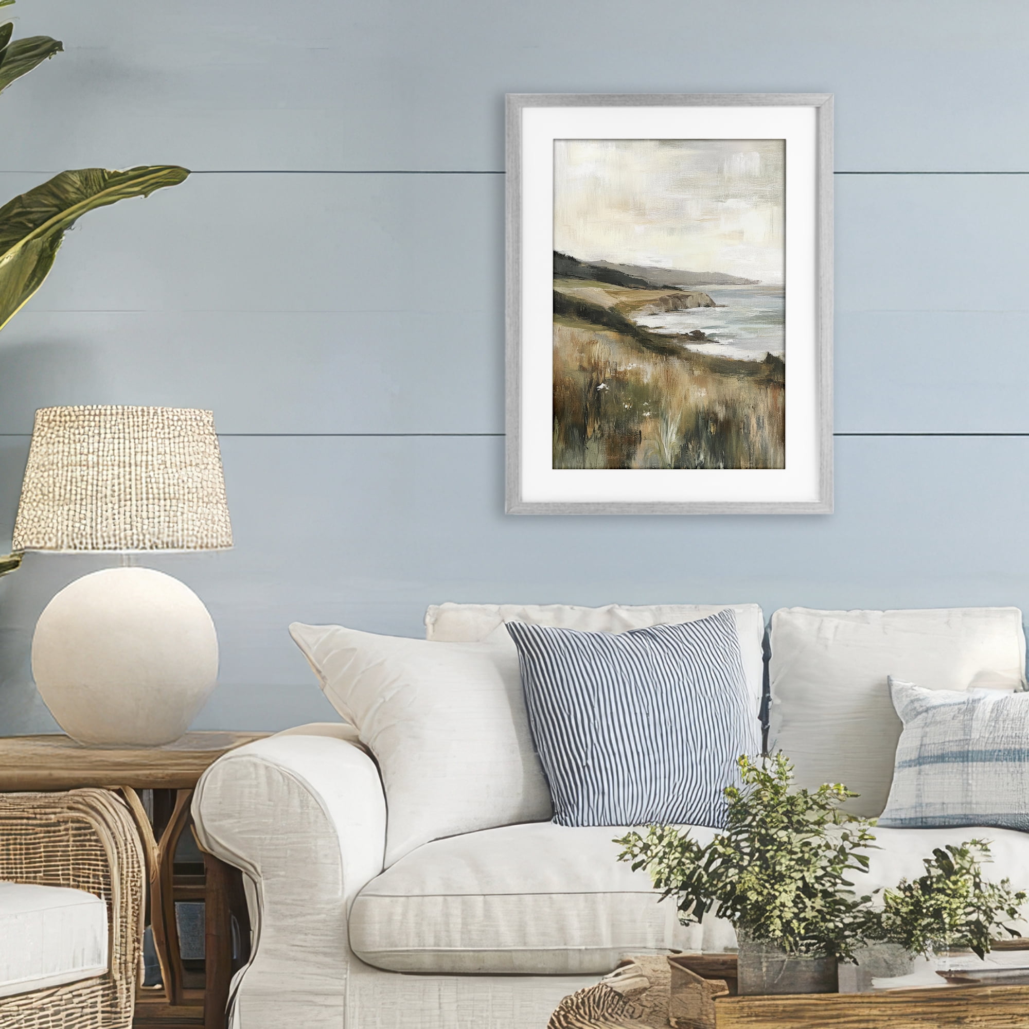 Stupell Industries Northern Coast Cliffside Gray Framed Print Under Glass, design by Petal Prints Design